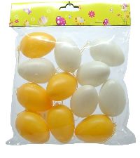 Ei Kunststoff zum Hängen GELB-WEISS 66535 Beutel=12Stüc 6cm mit Aufhängeschnur